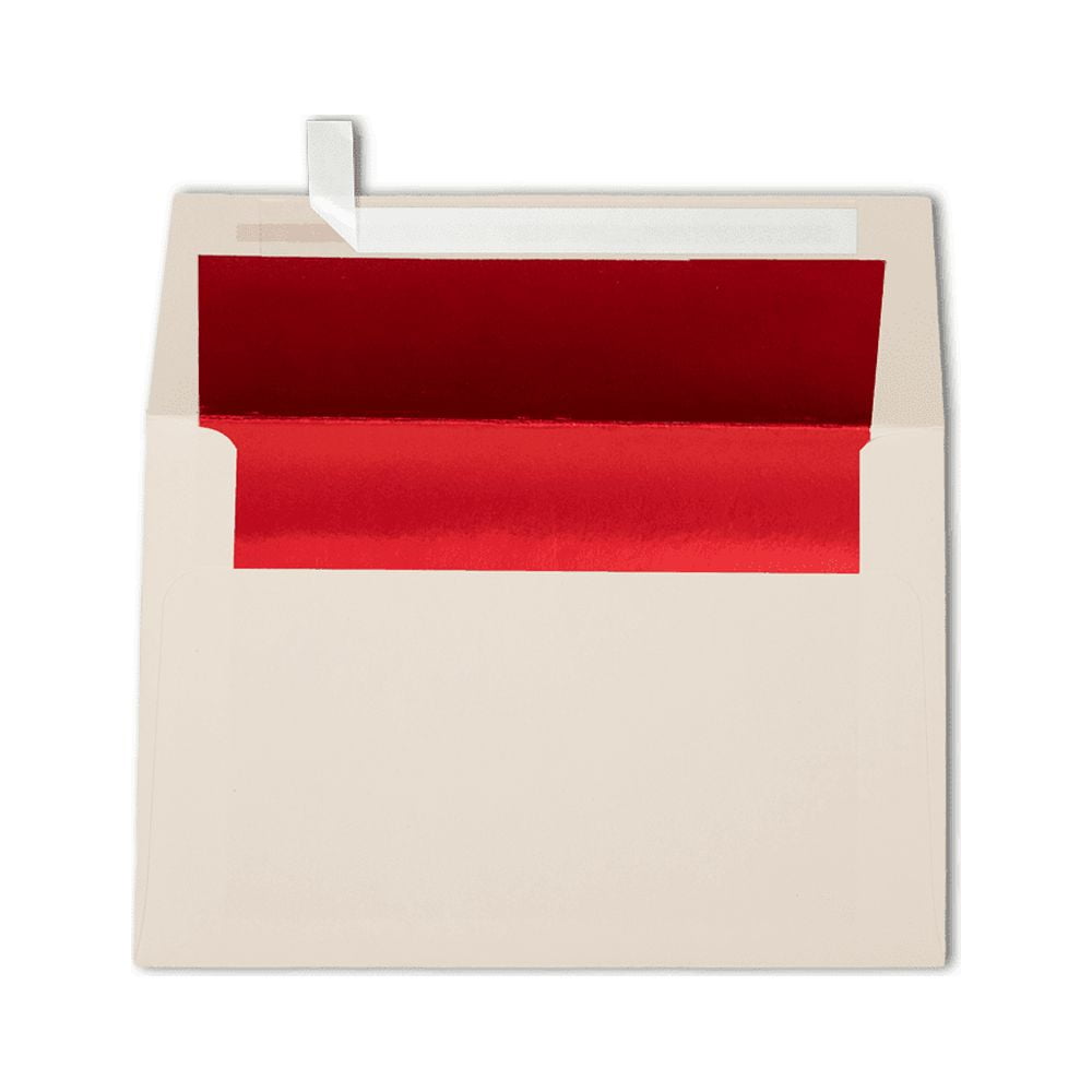 LUXPaper A4 Invitation Envelopes, 4 1/4 x 6 1/4, 70 lb. Natural with Red Lining, 500 Pack