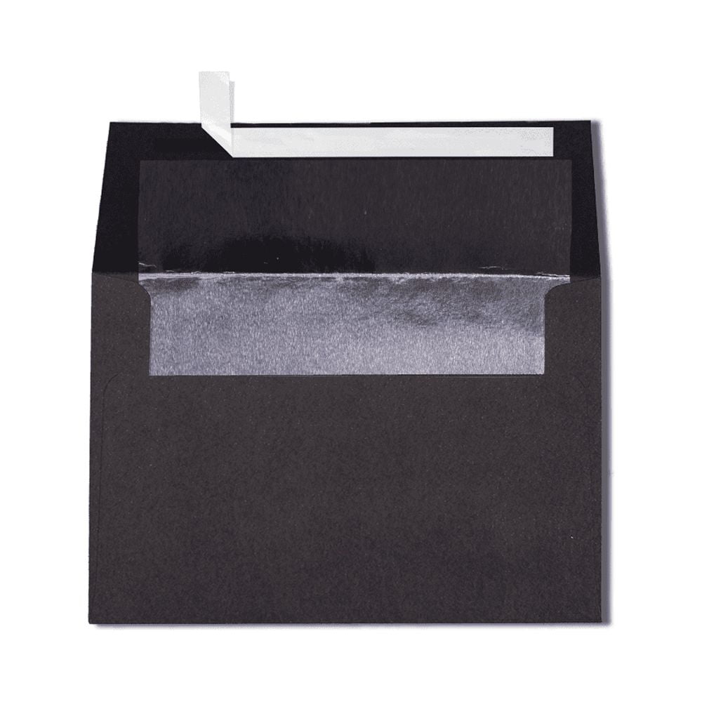 LUXPaper A4 Invitation Envelopes, 4 1/4 x 6 1/4, 80 lb. Black with Silver Lining, 1000 Pack