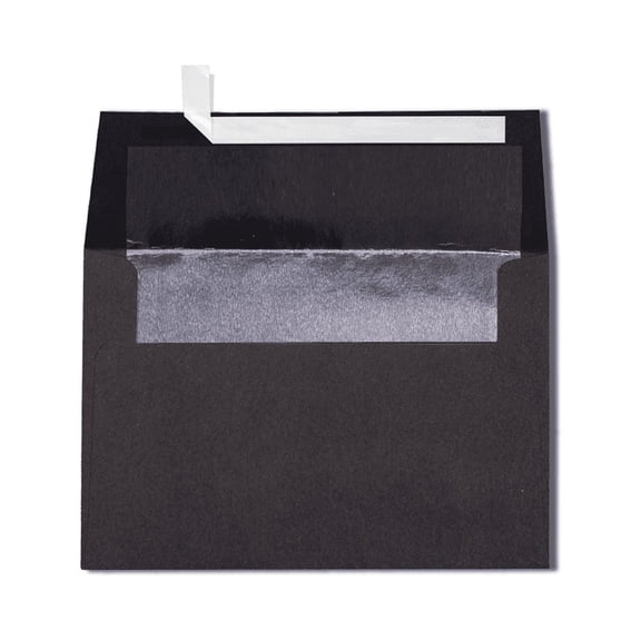 LUXPaper A4 Invitation Envelopes, 4 1/4 x 6 1/4, 80 lb. Black with Silver Lining, 50 Pack