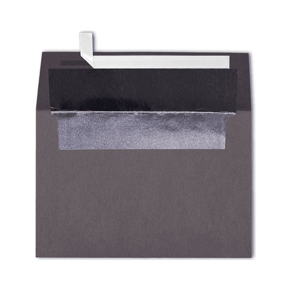 LUXPaper A4 Invitation Envelopes, 4 1/4 x 6 1/4, 80 lb. Smoke Gray with Silver Lining, 50 Pack