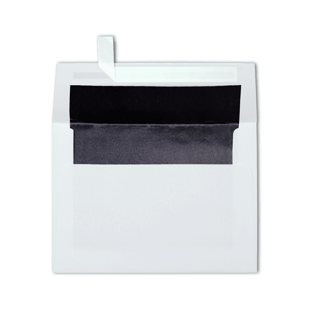 LUXPaper A6 Peel & Press Invitation Envelopes, 4 3/4 x 6 1/2, 60 lb. White with Black Lining, 500 Pack