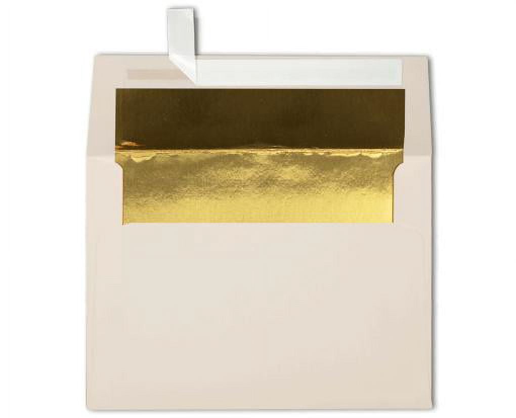 LUXPaper A6 Peel & Press Invitation Envelopes, 4 3/4 x 6 1/2, 70 lb. Natural w/ Gold Lining, 1000 Pack