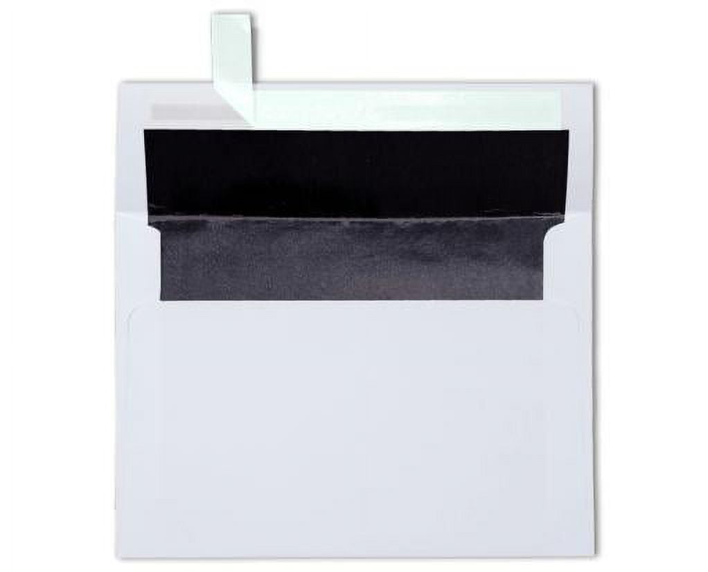 LUXPaper A7 Foil Lined Envelopes, 5 1/4 x 7 1/4, Peel & Press, 60 lb. White w/ Black Lining, 250 Pack