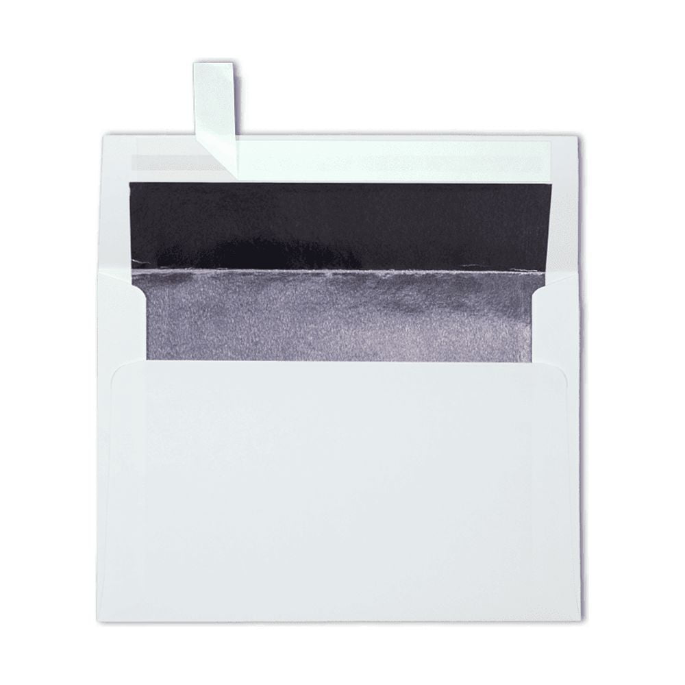 LUXPaper A7 Foil Lined Envelopes, 5 1/4 x 7 1/4, Peel & Press, 60 lb. White w/ Silver Lining, 50 Pack