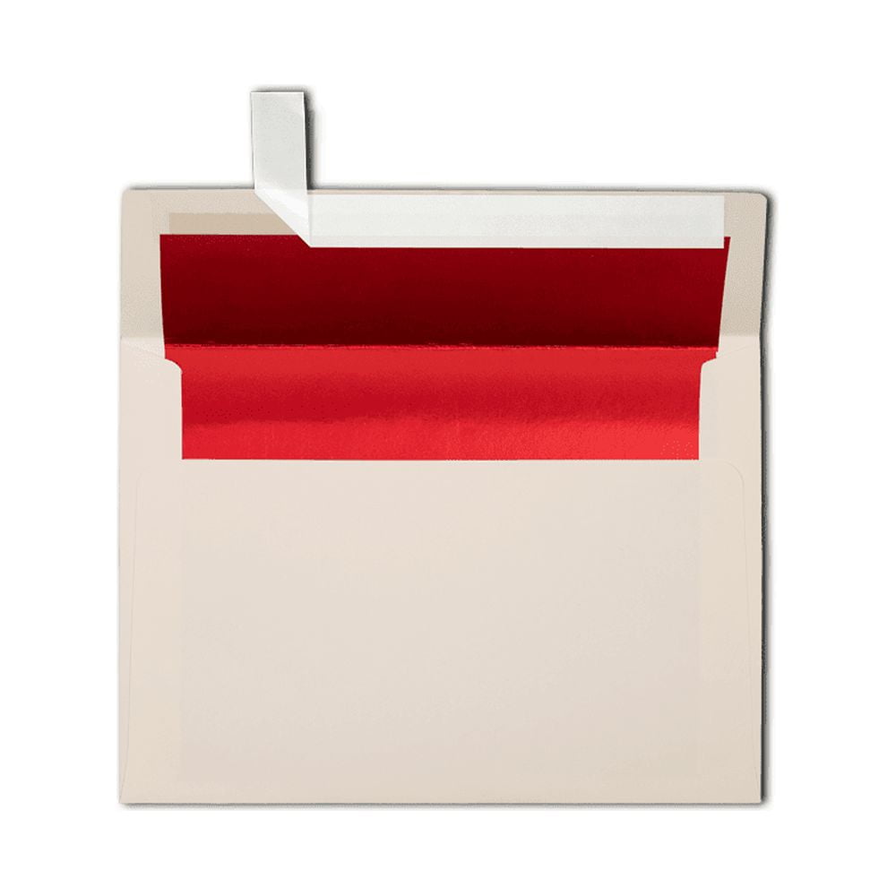 LUXPaper A7 Foil Lined Envelopes, 5 1/4 x 7 1/4, Peel & Press, 70 lb. Natural w/ Red Lining, 250 Pack