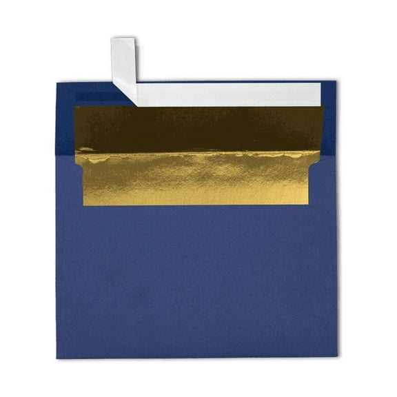 LUXPaper A7 Foil Lined Envelopes, 5 1/4 x 7 1/4, Peel & Press, 80 lb. Navy w/ Gold Lining, 250 Pack