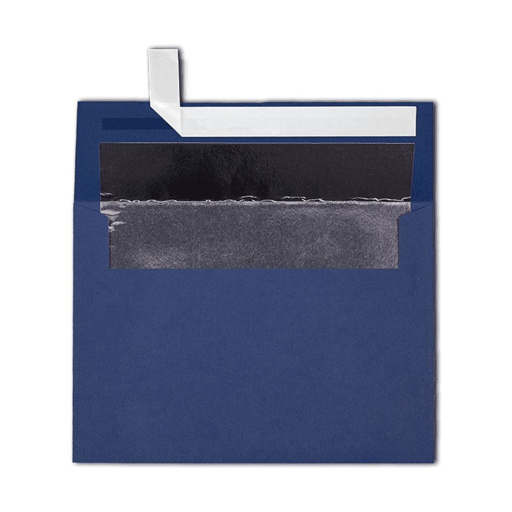 LUXPaper A7 Foil Lined Envelopes, 5 1/4 x 7 1/4, Peel & Press, 80 lb. Navy w/ Silver Lining, 250 Pack