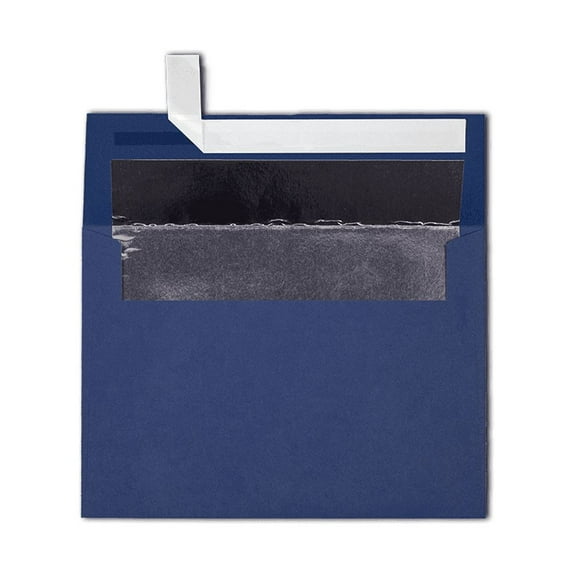 LUXPaper A7 Foil Lined Envelopes, 5 1/4 x 7 1/4, Peel & Press, 80 lb. Navy w/ Silver Lining, 50 Pack