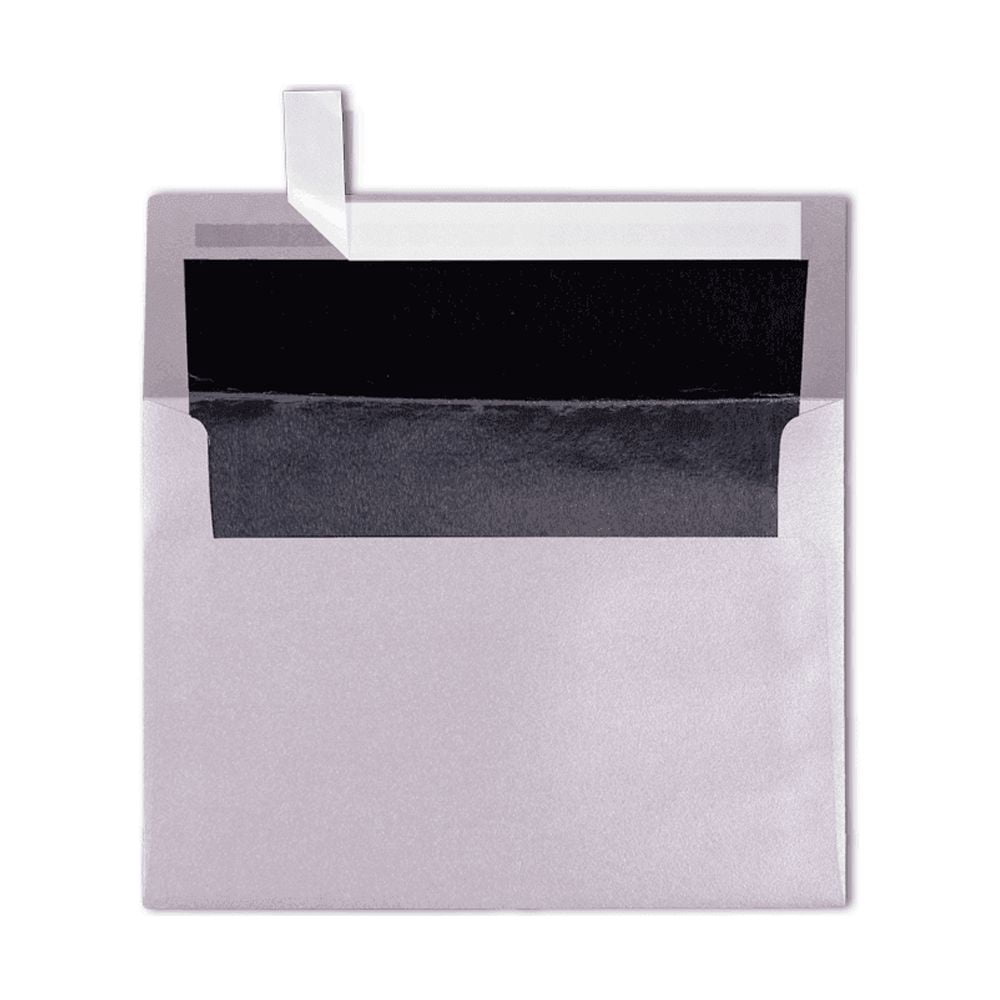 LUXPaper A7 Foil Lined Envelopes, 5 1/4 x 7 1/4, Peel & Press, 80 lb. Silver w/ Black Lining, 250 Pack