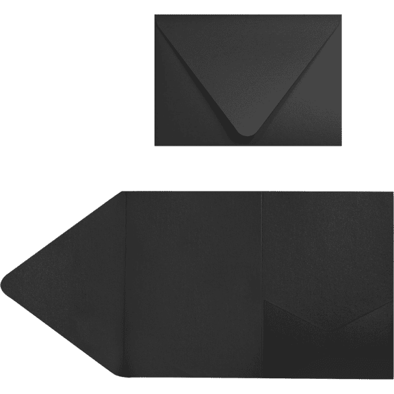 LUXPaper A7 Pocket Invitations, 5 x 7, Midnight Black, 10 Pack