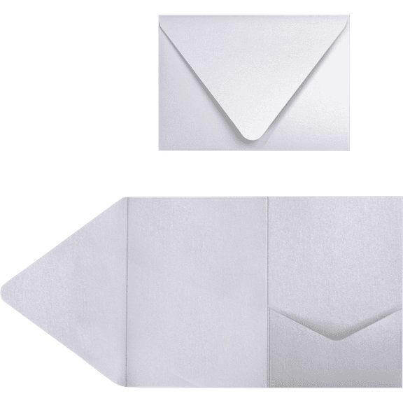 LUXPaper A7 Pocket Invitations, 5 x 7, Silver Metallic, 50 Pack