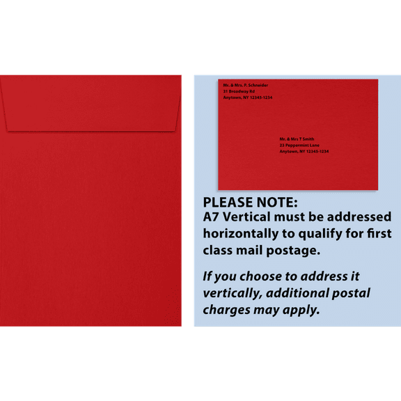 LUXPaper A7 Vertical Self Sealing Envelopes, 7 1/4 x 5 1/4, 80lb Ruby Red, 50 Pack