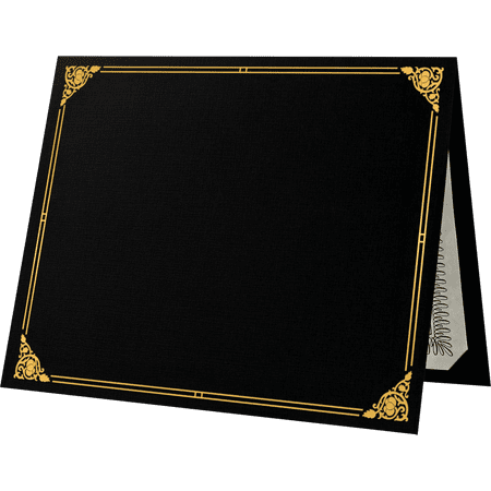 LUXPaper Certificate Holders for 8 1/2 x 11 Documents, 100 lb, Black Linen, Gold Foil Floral Border, 100 Pack, Holder Size 9 1/2 x 12