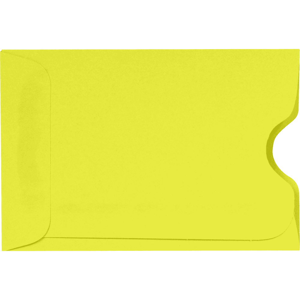 LUXPaper Credit Card & Gift Cards Sleeves, 80 lb, Citrus Yellow, 50 Pack, Size 2 3/8 x 3 1/2
