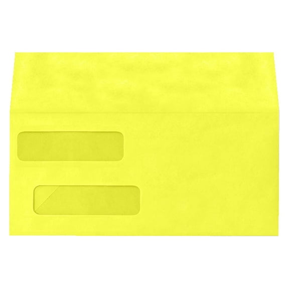 LUXPaper Double Window Invoice Envelopes, 4 1/8 x 9 1/8, Citrus, 50 Pack