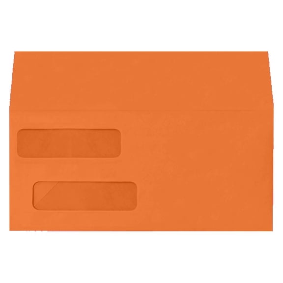 LUXPaper Double Window Invoice Envelopes, 4 1/8 x 9 1/8, Mandarin Orange, 50 Pack