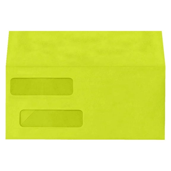 LUXPaper Double Window Invoice Envelopes, 4 1/8 x 9 1/8, Wasabi Green, 50 Pack