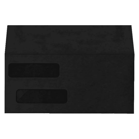 LUXPaper Double Window Invoice Envelopes w/Peel & Press, 4 1/8 x 9 1/8, 80lb. Midnight Black, 50 Pack, 80lb Paper