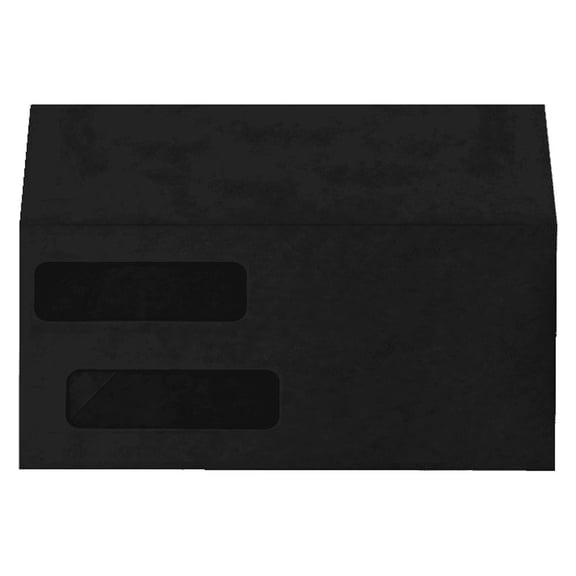 LUXPaper Double Window Invoice Envelopes w/Peel & Press, 4 1/8 x 9 1/8, 80lb. Midnight Black, 500 Pack, 80lb Paper