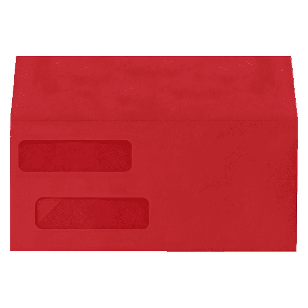 LUXPaper Double Window Invoice Envelopes w/Peel & Press, 4 1/8 x 9 1/8, 80lb. Ruby Red, 1000 Pack, 80lb Paper