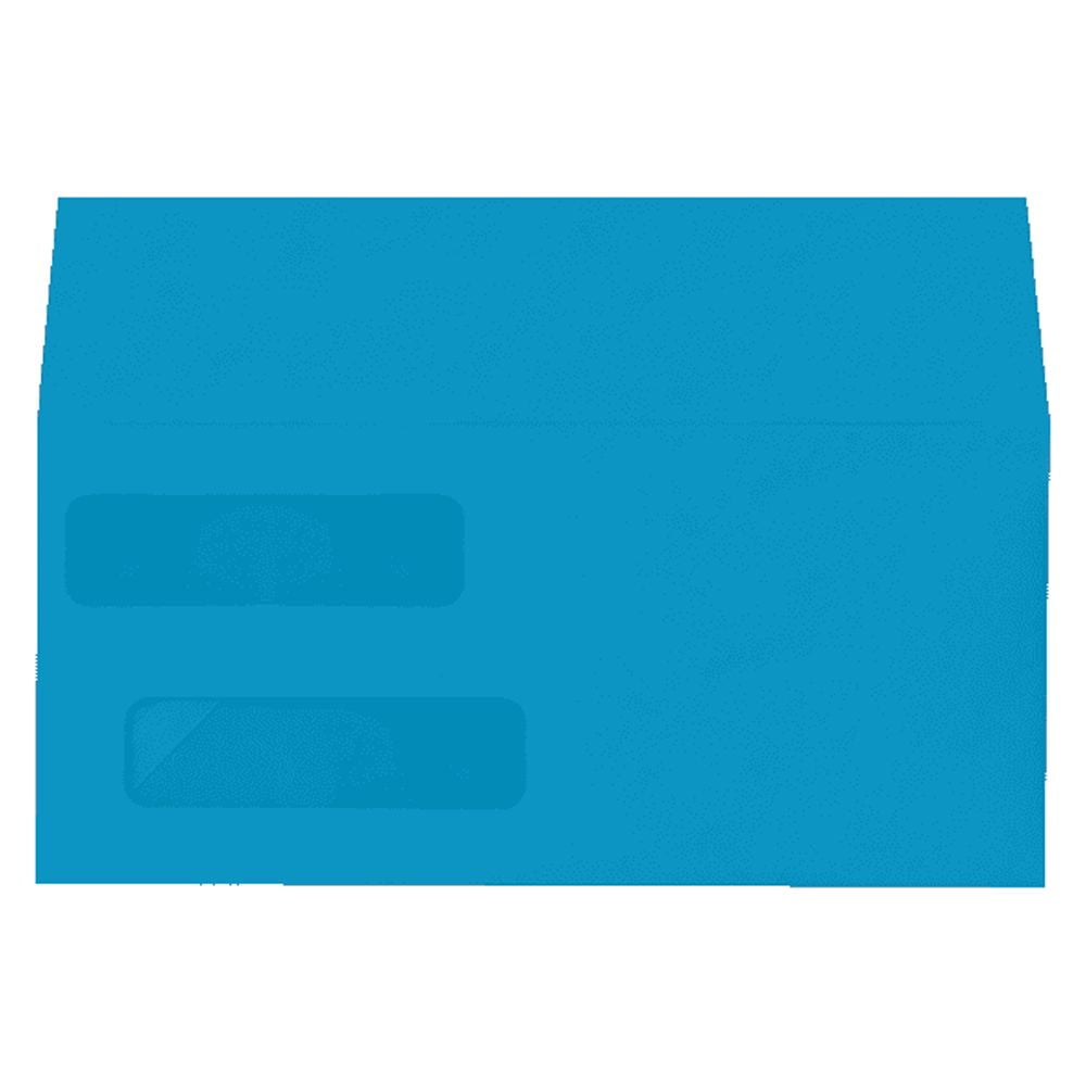 LUXPaper Double Window Invoice Envelopes w/Peel & Press, 4 1/8 x 9 1/8, Pool Blue, 250 Pack