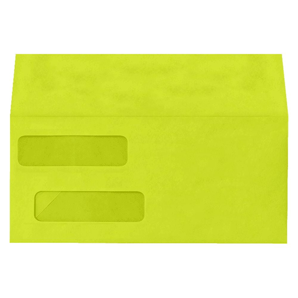 LUXPaper Double Window Invoice Envelopes w/Peel & Press, 4 1/8 x 9 1/8, Wasabi Green, 1000 Pack