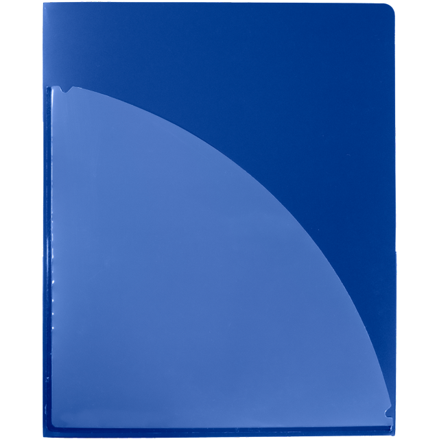 LUXPaper Poly Heavy Duty Two Pocket Folders, Clear Front Sleeve Pocket, 9 1/2 x 11 3/4, Par Blue
