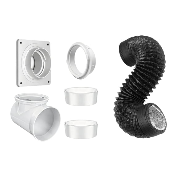 LUXRISEON Heavy Duty 4 Inch Laundry Ventilation Kit Containing Flexible Hose And Fittings