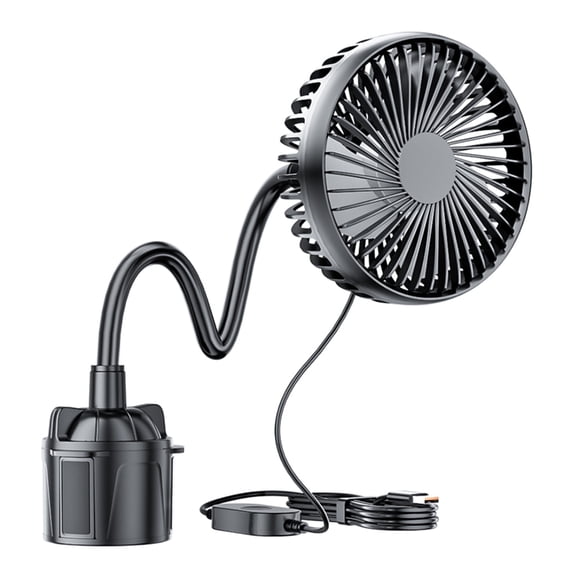 LUXRISEON Portable USB Rechargeable Cup Holder Fan with 3 Adjustable Wind Speeds Plastic Texture Easy Installation for Vehicles