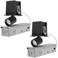 thumbnail image 1 of LUXRITE 1-Head Adjustable Recessed LED Light, 5CCT, 3W, 200LM, 355 Rotation & 80 Tilt, Dimmable, IC Rated Black 2 Pack, 1 of 7