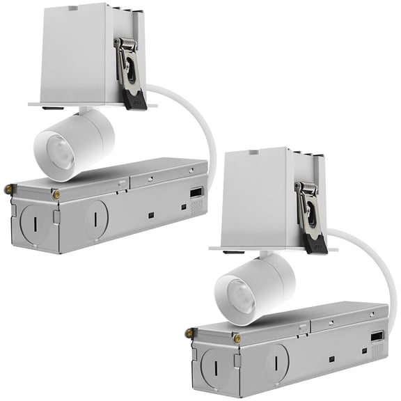 LUXRITE 1-Head Adjustable Recessed LED Light, 5CCT, 3W, 200LM, 355 Rotation & 80 Tilt, Dimmable, IC Rated, ETL 2 Pack