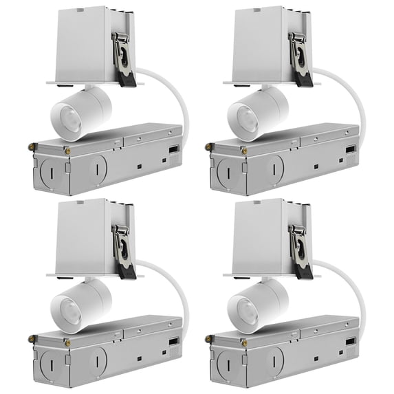LUXRITE 1-Head Adjustable Recessed LED Light, 5CCT, 3W, 200LM, 355 Rotation & 80 Tilt, Dimmable, IC Rated, ETL 4 Pack