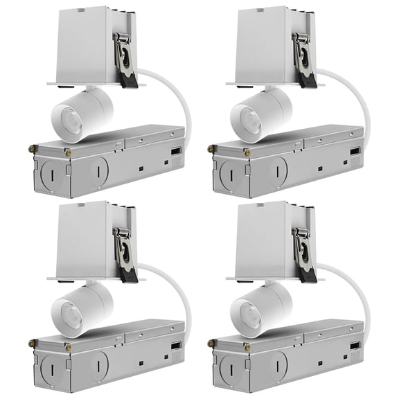 LUXRITE 1-Head Adjustable Recessed LED Light, 5CCT, 3W, 200LM, 355 Rotation & 80 Tilt, Dimmable, IC Rated, ETL 4 Pack