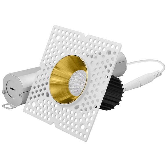 LUXRITE 1 In. LED Trimless Spotlight with Brass Trim 10W, 850LM, 5CCT, 38 Beam Angle, Dimmable, CRI90, IC Rated, ETL