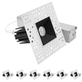thumbnail image 1 of LUXRITE 1-Inch LED Trimless Spotlight with J-Box, Black Interlocking Trim, 5CCT, 7W, 500LM, CRI90, 38, Dimmable, 6 Pack, 1 of 7