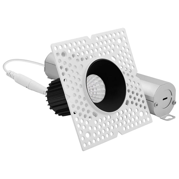 LUXRITE 1" LED Trimless Spotlight with Black Trim 10W, 850LM, 5CCT, 60, Dimmable Push-n-Lock CRI90 Damp & IC Rated, ETL