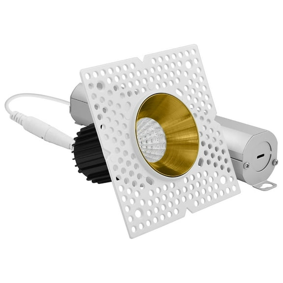 LUXRITE 1" LED Trimless Spotlight with Brass Trim 10W, 850LM, 5CCT, 60, Dimmable Push-n-Lock CRI90 Damp & IC Rated, ETL