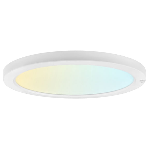 LUXRITE 12 In. Flush Mount Ceiling Light with Photocell Sensor, 5CCT, 2000LM, 24W CRI90 110 Beam Wet Rated & ETL Listed
