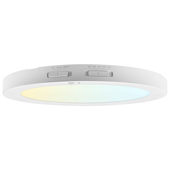 LUXRITE 12 In. LED Flush Mount Light + PIR Motion Sensor, 23W, 2000LM, 5CCT, Dimmable, CRI90, Title 24 Compliant, ETL