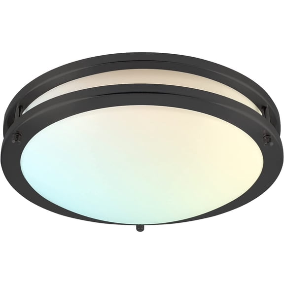 LUXRITE 12 Inch LED Flush Mount Ceiling Light, 5 Color Selectable 2700K | 3000K | 3500K | 4000K | 5000K, Dimmable, Modern Ceiling Light Fixture, 14W, 1120 Lumens, Energy Star, ETL Listed, Matte Black