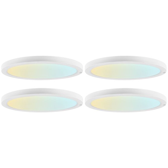 LUXRITE 15 In. Flush Mount Ceiling Light with Photocell Sensor, 5CCT, 2500LM, 30W CRI90 110 Beam Wet Rated & ETL 4 Pack