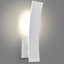 LUXRITE 15-Inch LED Curved Outdoor Wall Sconce, 5CCT, 1000LM, 15W, IP65, Dimmable, ETL, Exterior Light Fixture White