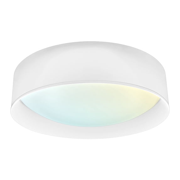 LUXRITE 17-Inch LED Flush Mount Light, 5CCT, 2420 Lumens, 34W, CRI 90, Dimmable, White & White