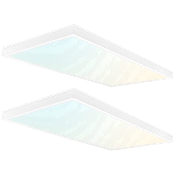 LUXRITE 1x2 Slim Surface Mount Panel Light 5CCT Dimmable 2000/2650/3300 Lumens 18/24/30W Edge Lit Damp Rated 2 Pack
