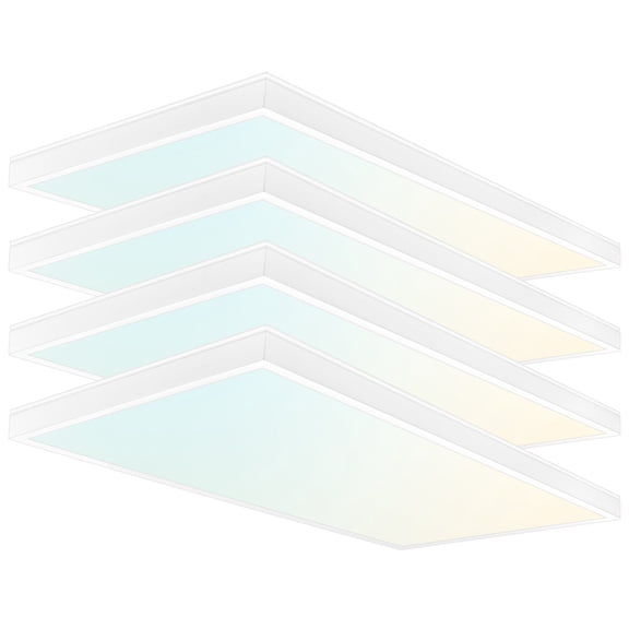 LUXRITE 1x2 Slim Surface Mount Panel Light 5CCT Dimmable 2000/2650/3300 Lumens 18/24/30W Edge Lit Damp Rated 4 Pack