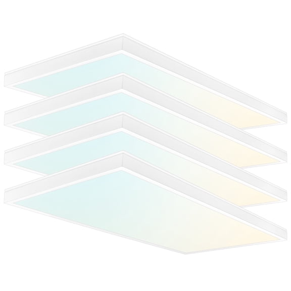 LUXRITE 1x2 Slim Surface Mount Panel Light 5CCT Dimmable 2000/2650/3300 Lumens 18/24/30W Edge Lit Damp Rated 4 Pack