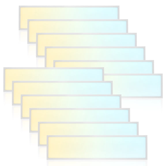 LUXRITE 1x4 FT LED Backlit Panel Light, 3000K-6500K, 20W-40W, 2500-5000LM, Dimmable, Damp Rated, DLC Premium ETL 12 Pack