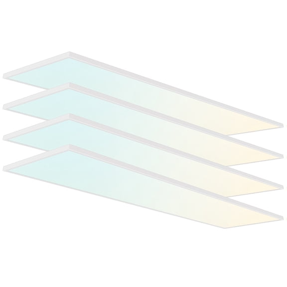 LUXRITE 1x4 Slim Surface Mount Panel Light 5CCT Dimmable 3300/4400/5500 Lumens 30/40/50W Edge Lit Damp 4 Pack
