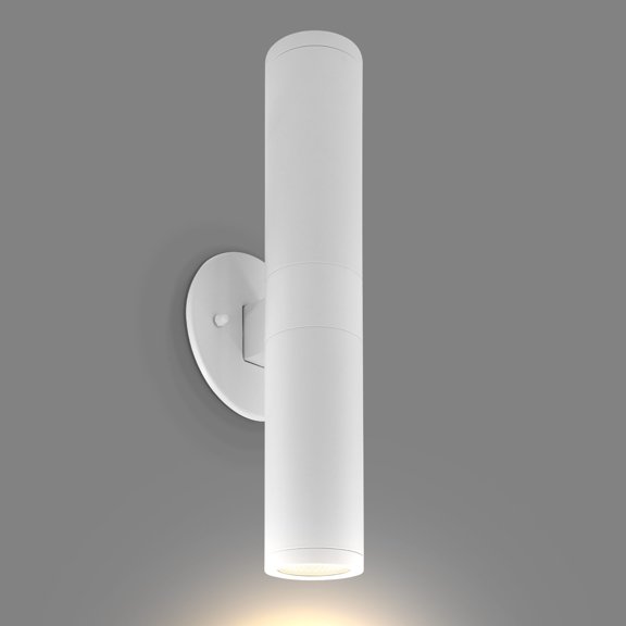 LUXRITE 2.5-Inch LED Cylinder Wall Light Fixture, Up and Down Light, 15W, 1100 Lumens, 5CCT Selectable 2700K5000K, CRI 90, Dual Dimmable TRIAC/010V, 120277V, IC Rated, ETL Listed, White