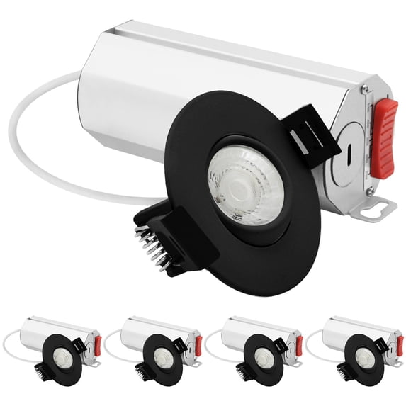 LUXRITE 2" Black Gimbal LED Recessed Light, 5CCT, 6W, 400LM, Dimmable CRI90 4PK